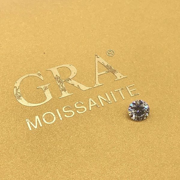 Berlian Moissanite Round Briliant 6.5mm 1ct D VVS1 Premium Sertifikat GRA USA