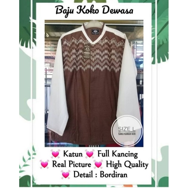 (Size L) Baju Koko Pria Dewasa A3 / Baju Koko Katun / Baju Taqwa Pria / Busana Muslim Pria