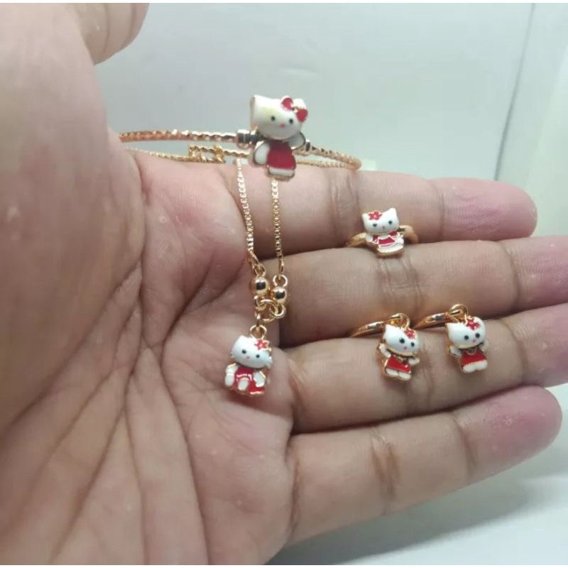 set perhiasan anak,HK 5, set perhiasan titanium asli anti luntur anti karat ,perhiasan 1 set komplit kalung gelang cincin anting,perhiasan mirip mas asli , perhiasan berlapis emas 24 k