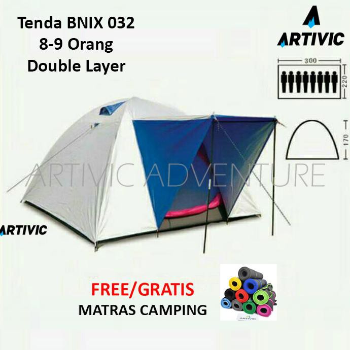 Harga Termurah Tenda Camping Hiking Dome Bnix 032 Double Layer Kapasitas 8-9 Orang Original