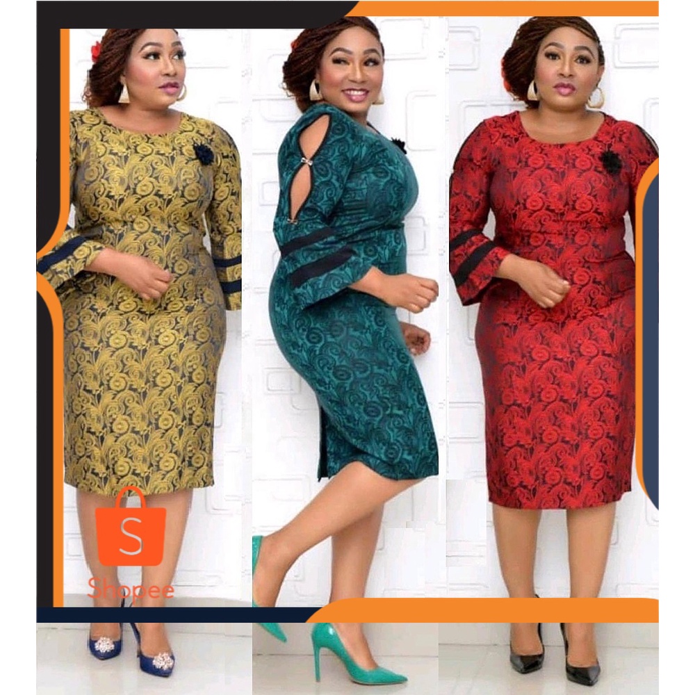 Jumbo Dress 2xl6xl Afrika Plus Ukuran  Wanita  Leher Bulat Menyala Lengan Busur Gaun Cetak Jx029