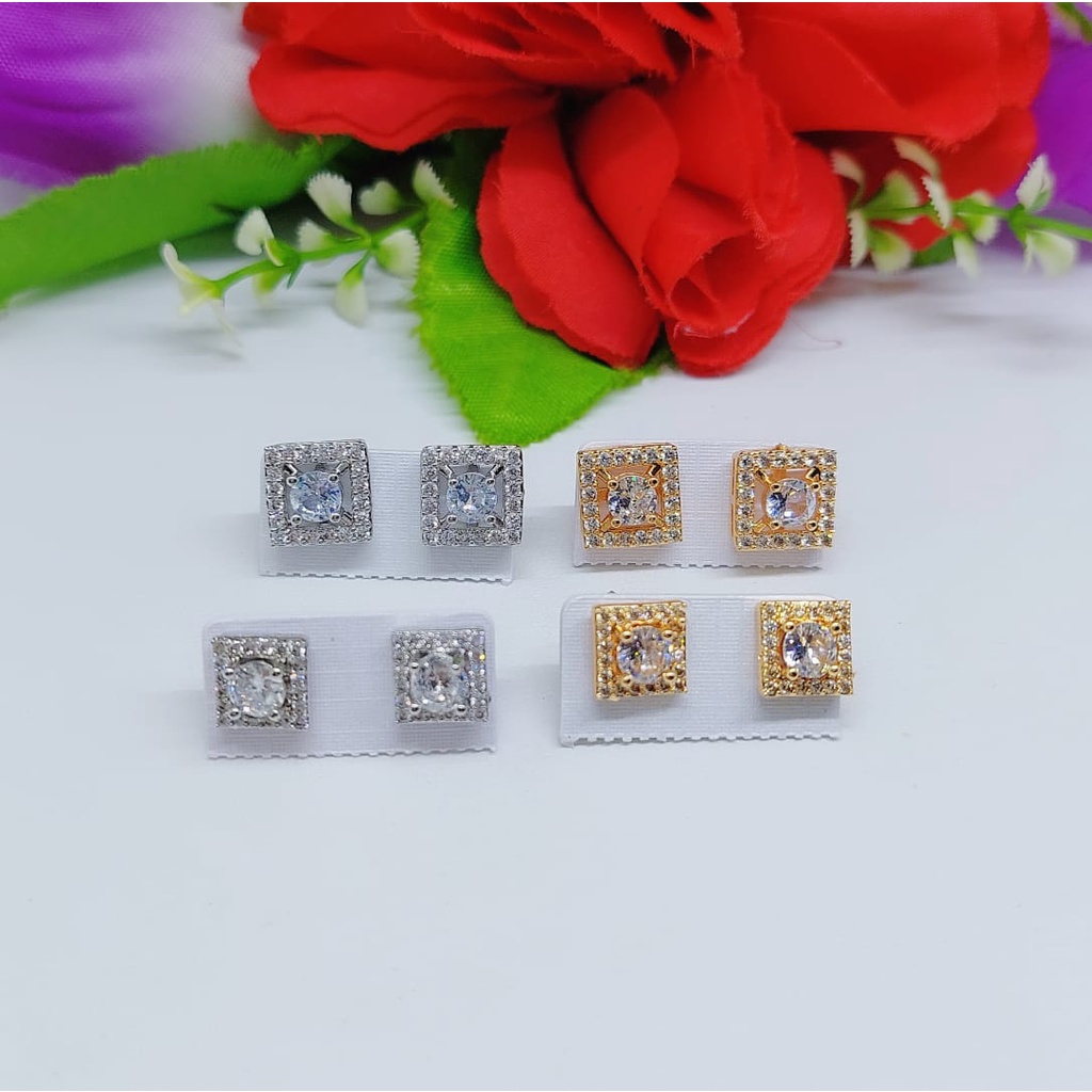 Anting tusuk permata lapis ema perhiasan fashion 0193-0196