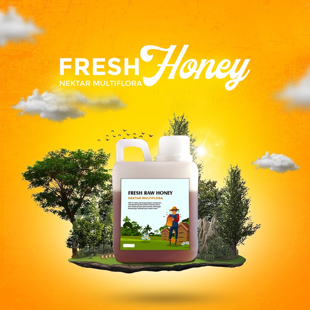 Raw Honey 100% Madu Asli Tanpa Campuran Nektar Multiflora  500 gr