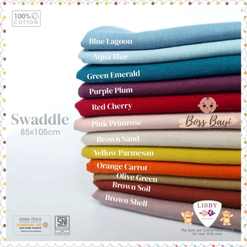 LIBBY EARTH COLORS SWADDLE / Bedong Bayi Warna Polos 85x105cm