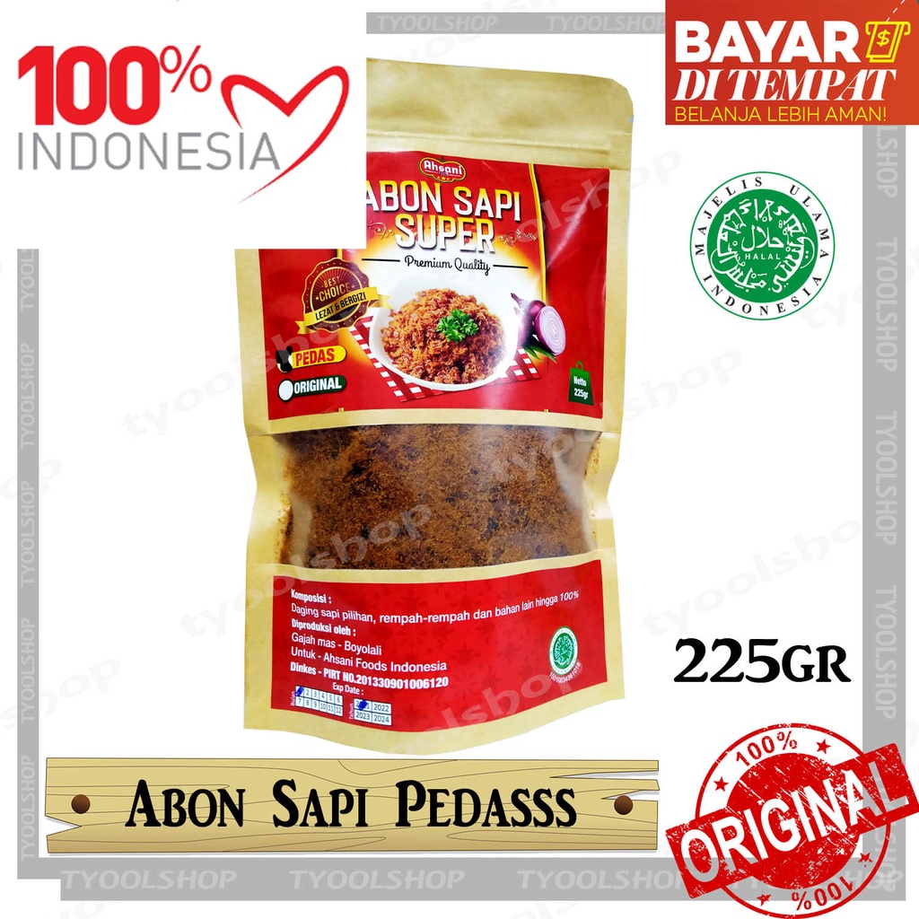 

Abon Sapi Super PEDAS kemasan POUCH Lezat Gurih Produk Laris 225 gr