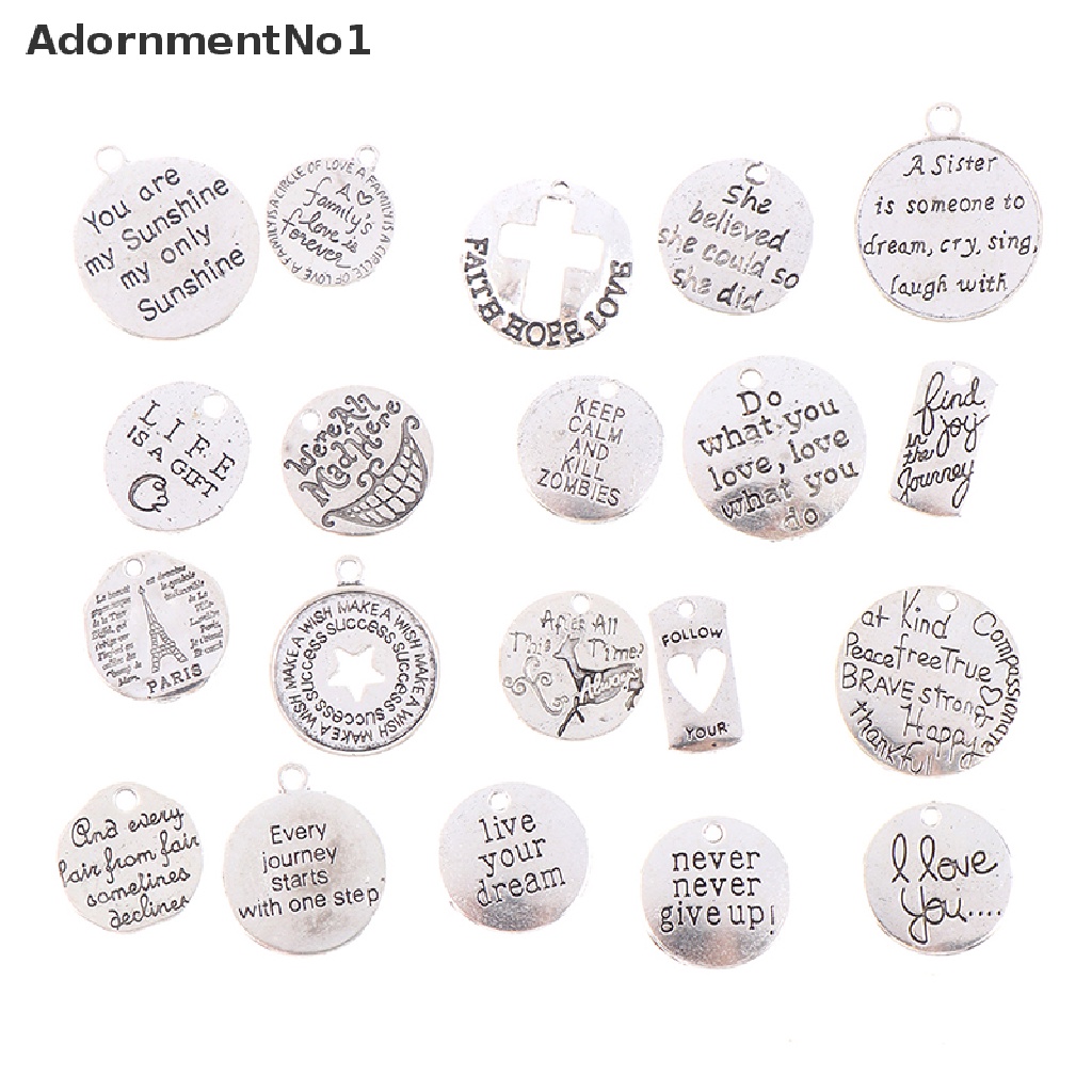 (AdornmentNo1) 20 / 60pcs / Set Liontin Motif Ukiran Tulisan Inspirasi Untuk Membuat Perhiasan DIY