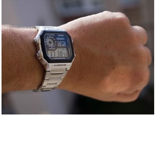 Casio Original AE-1200WHD-1A / AE1200WHD-1A Jam Tangan Pria Digital Stainless Raintai Silver