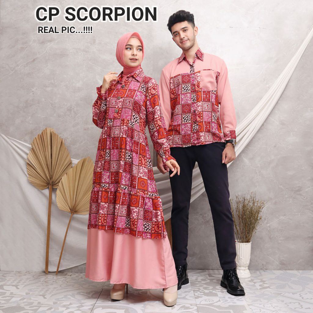 COUPLE SCORPION / CP PRIA WANITA / RAYON / GAMIS / KEMEJA MOTIF / TERLARIS TERBARU / PAKAIAN PESTA MUSLIM