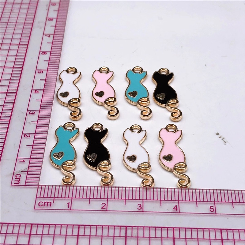 4pcs Liontin Enamel Bentuk Kucing Bahan Alloy Charms