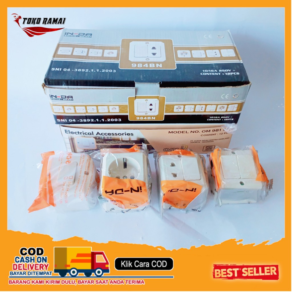 OB ENGKEL STOP KONTAK OMI INDA / STOP KONTAK TEMBOK / SAKLAR TEMBOK / SAKLAR KAYU