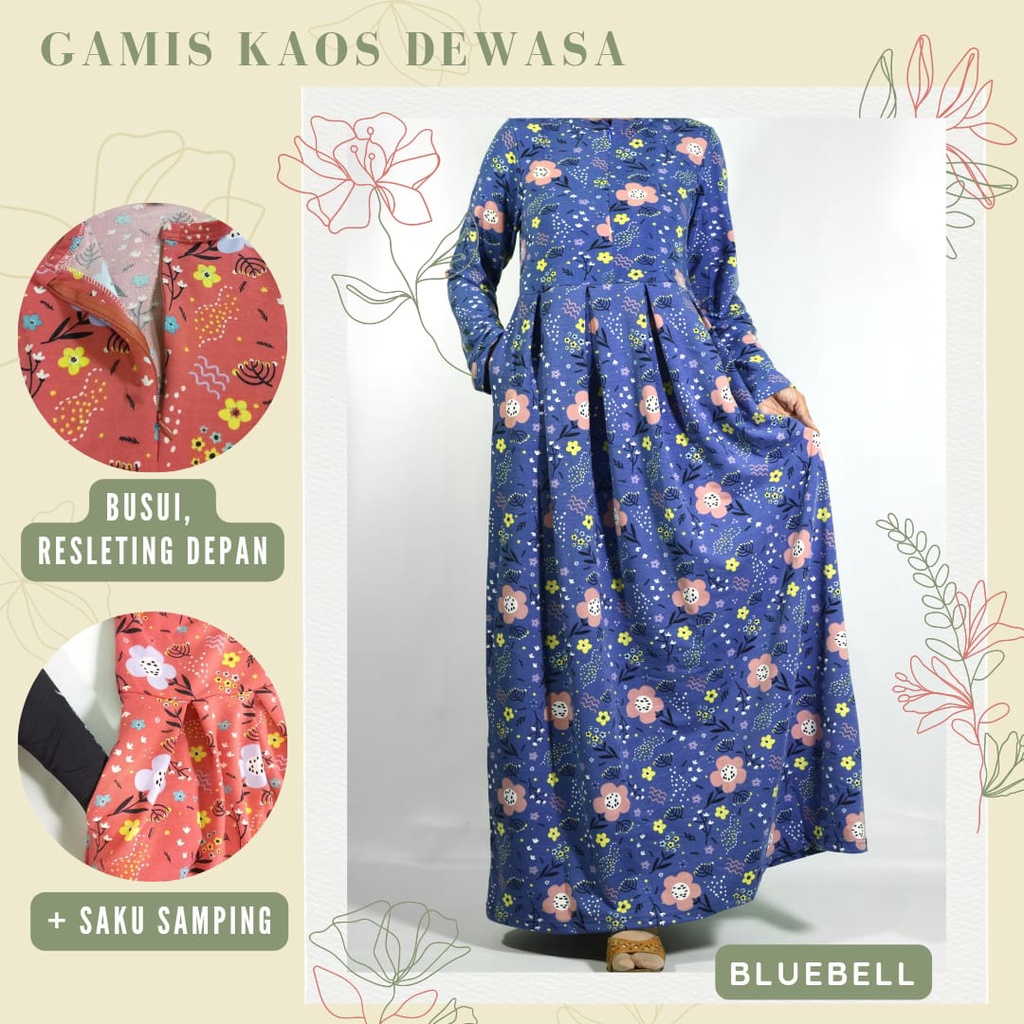 GAMIS KAOS DEWASA  BUSUI + SAKU SAMPING / GAMIS BABYTERRY IMPORT  (S/M/L/XL)