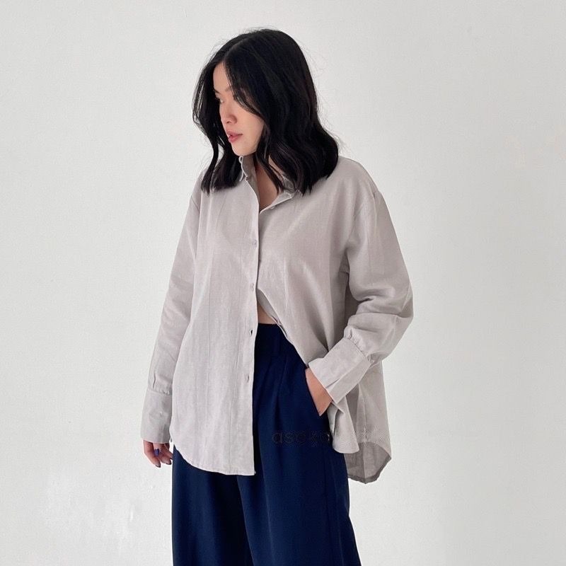 Liza Shirt 505 - Kemeja Linen Basic Shirt - Kemeja Wanita Kemeja Polos