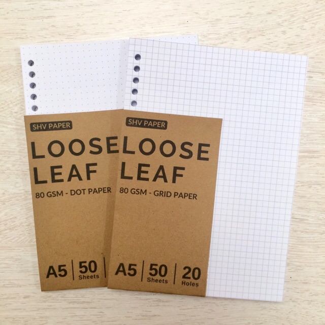 A5 HVS WHITELINES 80gsm 100gsm Loose Leaf Dot Grid Lined 