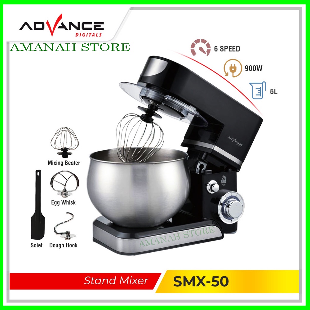 Advance Stand Mixer 5 Liter SMX-50 dengan 6 kecepatan Mangkuk terbuat dari Stainless steel berkualitas