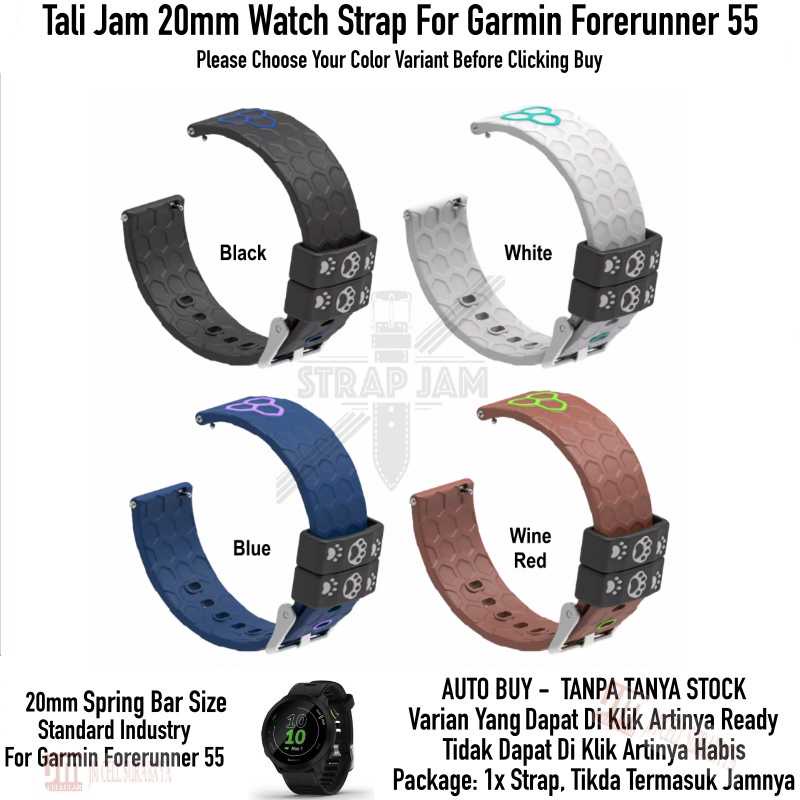 CUTE Strap Garmin Forerunner 55 - Tali Jam Tangan 20mm Silikon Rubber Motif Timbul