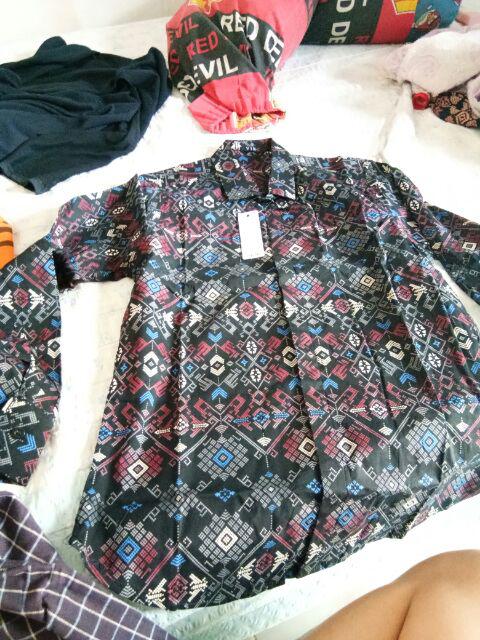 Credomenstore Kemeja Batik Songket Hitam / Kemeja Batik Pria Lengan Panjang / Baju Batik Cowok