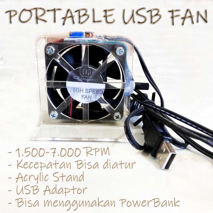 Turbo Fan Portable Usb 5v 7.000 RPM / Kipas Stand Acrylic High Speed