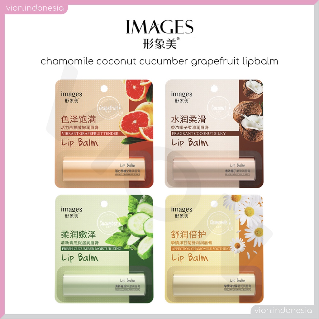 IMAGES Lip Balm New Flavour Chamomile Coconut Cucumber Grapefruit Pelembab Perawatan Bibir Lipbalm Original IM011