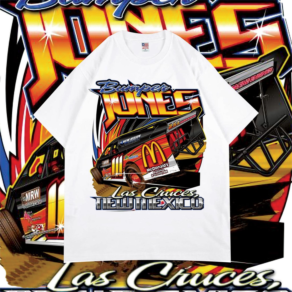 NASCAR BUMPER JONES WHITE  VINTAGE TEE BOOTLEG - PREMIUM KAOS