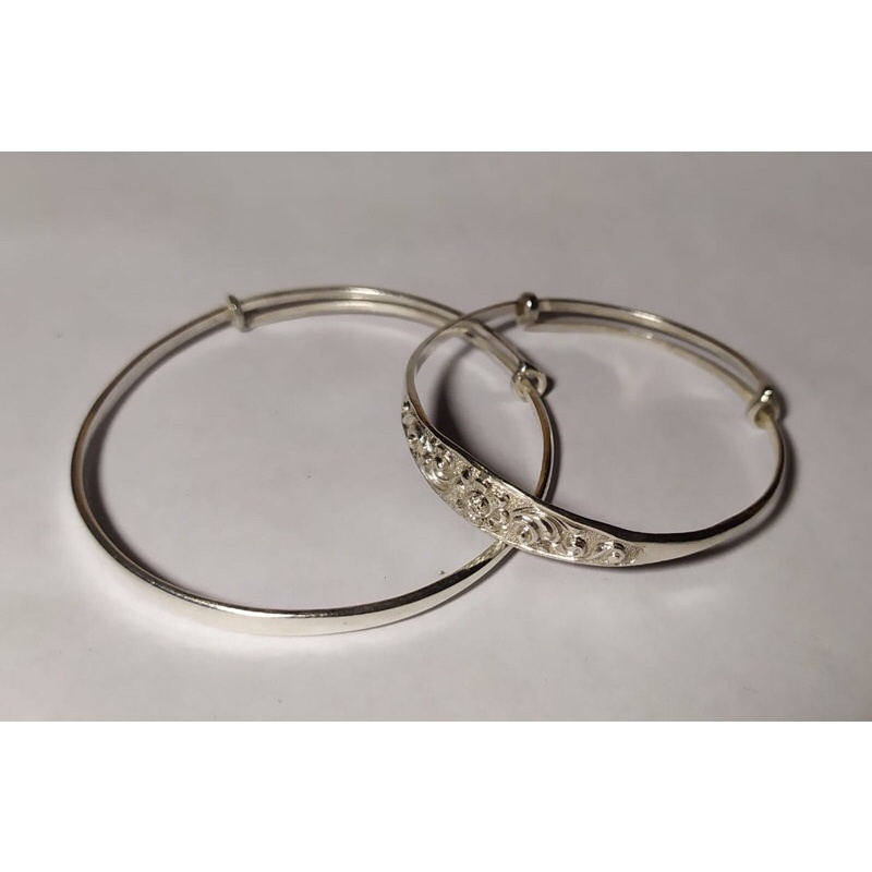 GELANG PERAK SILVER  3 BULANAN BAYI GELANG TANGAN GELANG KAKI UKIR POLOS PERAK ASLI 925