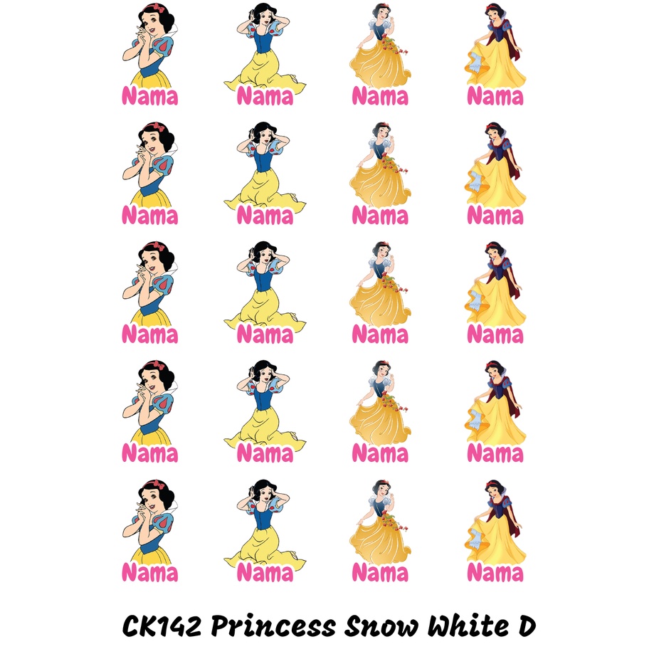 

Sticker Nama Cutting Label Waterproof Tahan Air Snow White D (CK142)