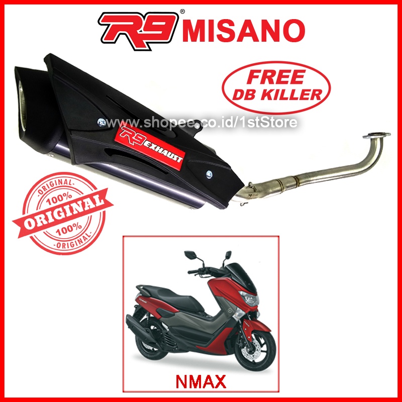 ORIGINAL R9 MISANO NMAX OLD 150 155 KNALPOT RACING ORI FULL SYSTEM SET ABS 2015 2016 2017 2018 2019