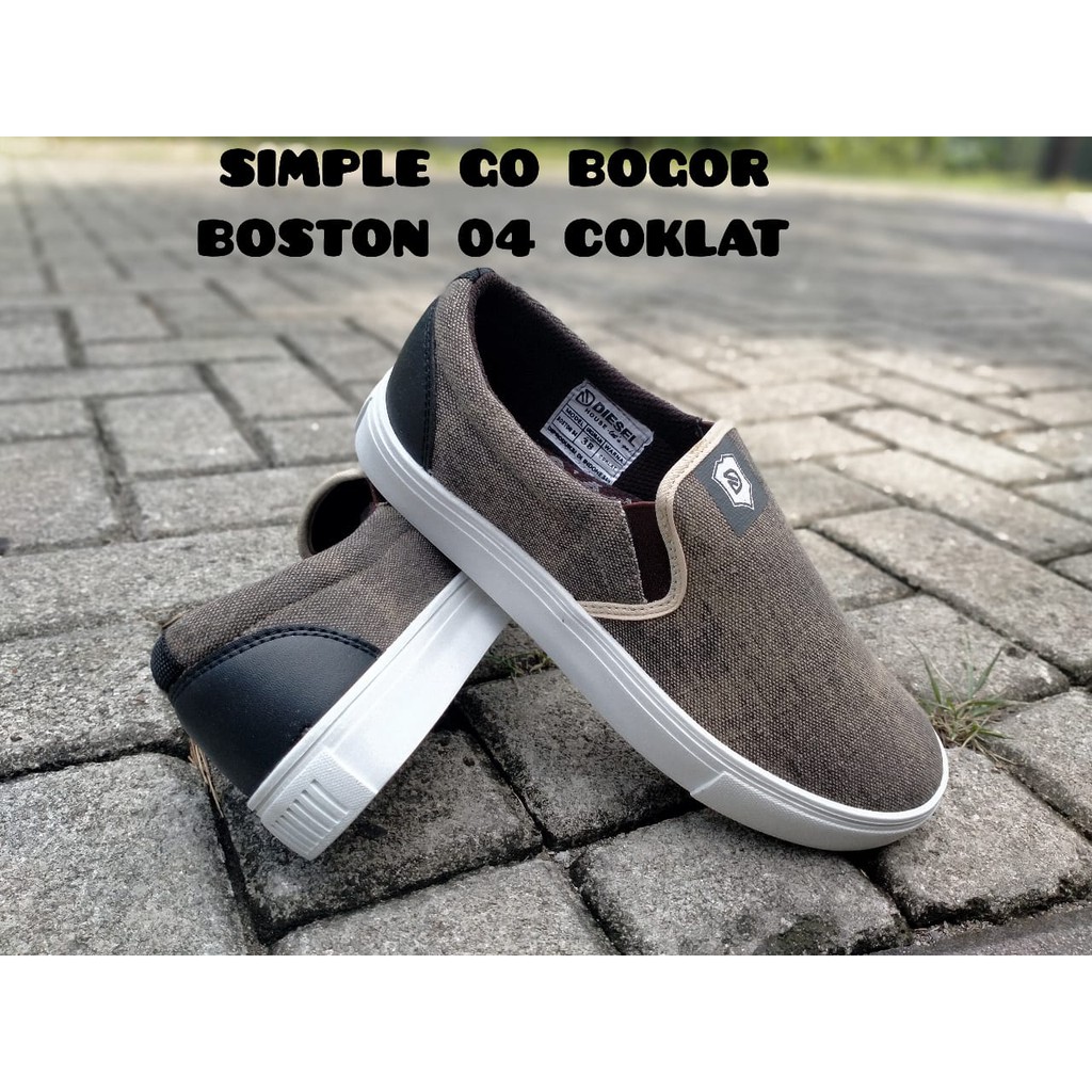 SEPATU SLIP ON PRIA BOSTON DIESEL BAHAN KANVAS INJECT ANTI SELIP 38-43