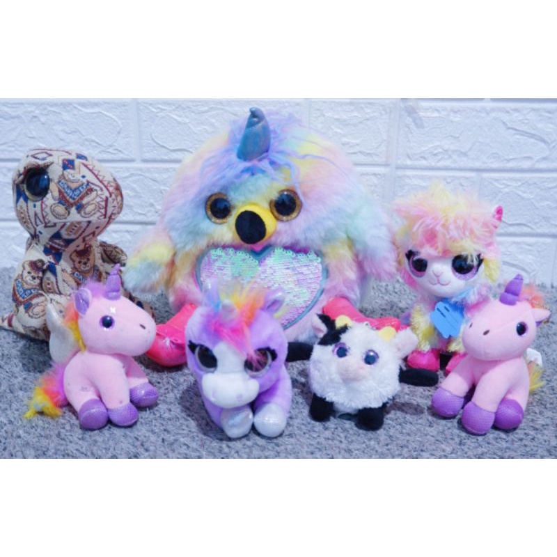 boneka mata belo mabel sapi kucing burhan burung hantu bebek dino mata belo glitter ty pets alive zu