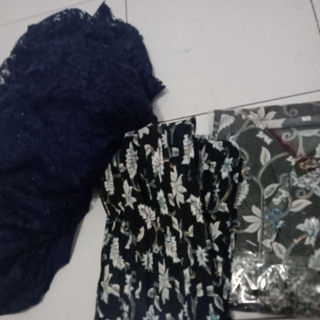 Stelan Kebaya Brukat Fini Super Big Size Kombi Rok Instan Plisket Jumbo Batik