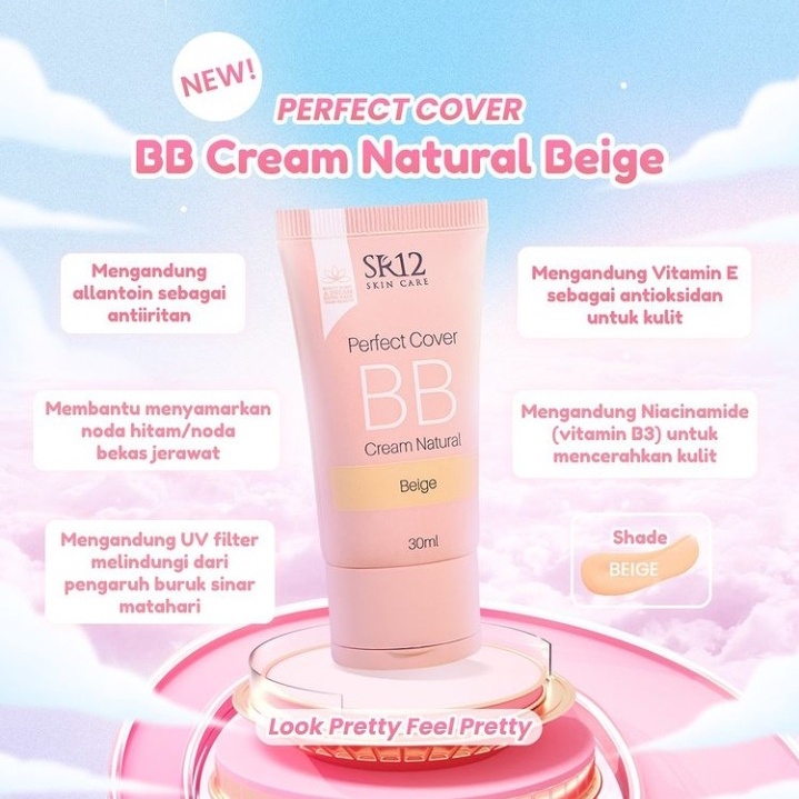 SR12 Perfect Cream Blush &amp; Perfect BB Cream Natural Beige / Make Up Blush On Cream / Perona Pipi / Pemerah Pipi Alami / Pigmented / Awet &amp; Tahan Lama / SR12 Herbal Skincare / Kosmetik SR12 / Natural Look / Base Make Up / Liquid Foundation / SR12