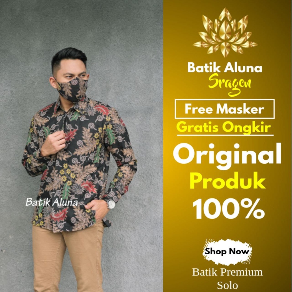 Aluna Batik Keris Pria  Lengan Panjang Premium Modern Kombinasi Lapis Furing Solo Original BM109