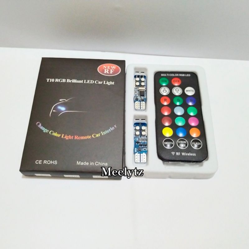 Sepasang Led T10 remote Wireless senja atau sen multicollor