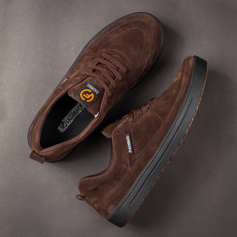 CHARLES DARK BROWN |ManNeedMe x FLAZHBACK| Sepatu Sneakers Pria Casual Shoes ORIGINAL