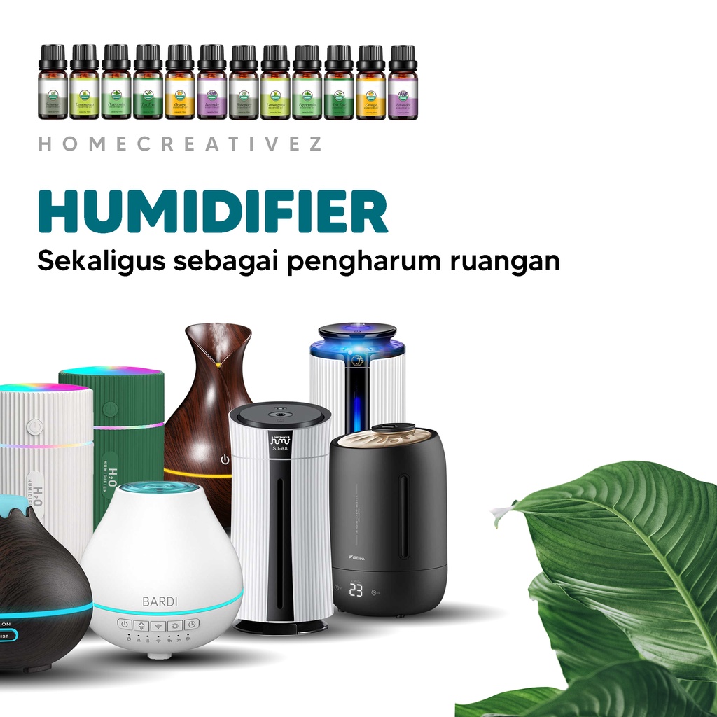 HOME CREATIVE 100% Original Humidifier Diffuser Warna RGB Purefier Pelembab Udara Humidifier Ruangan Filter Ruangan Pengharum Ruangan Diffuser Bonus 12 Botol Esensial Oil Pure 100% Termurah