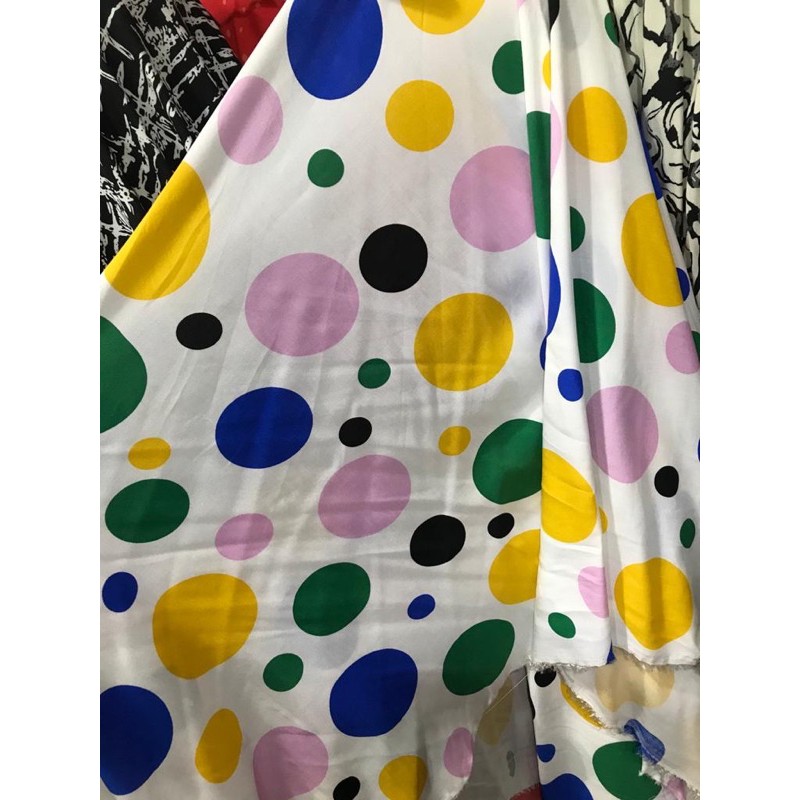 TERMURAH Kain Katun Rayon Viscose Motif Polkadot Warna Warni