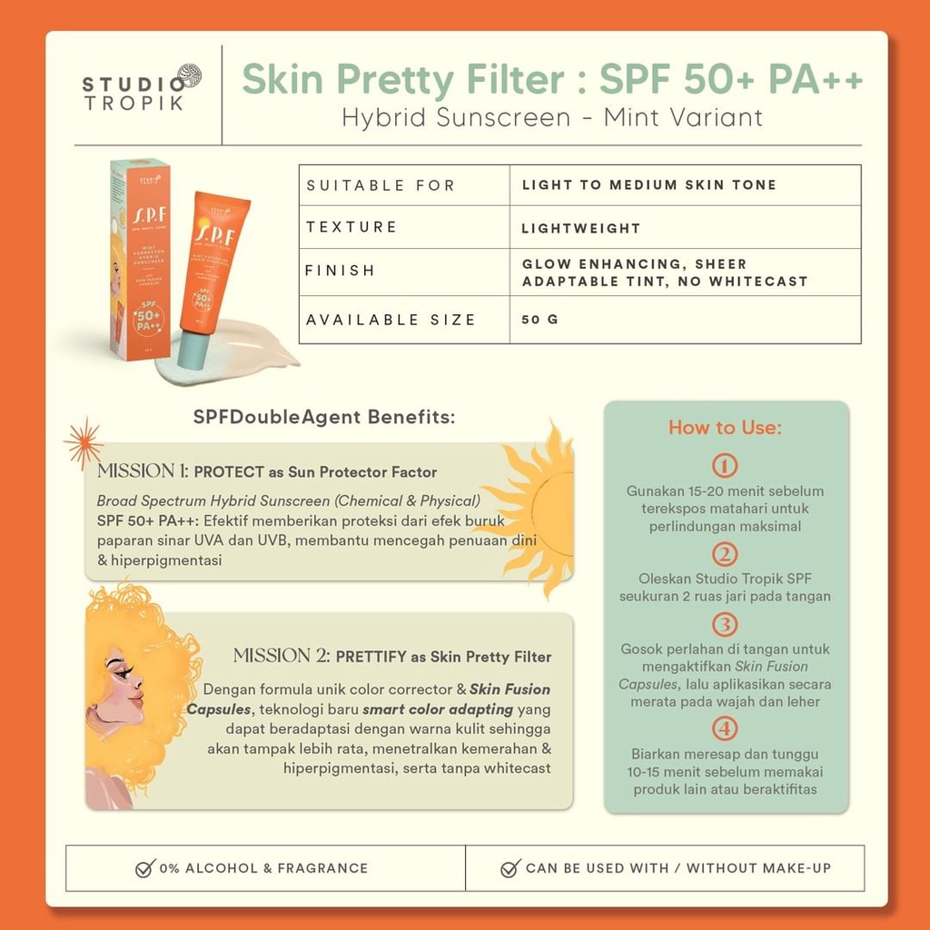 ★ BB ★ Studio Tropik SPF 50+ PA++ Skin Pretty Filter Peach | Mint 50g - 15gr