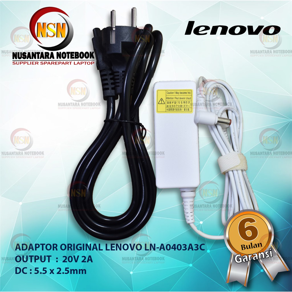 Adaptor Original Lenovo IdeaPad LN-A0403A3C 20V 2A DC 5.5 mm White