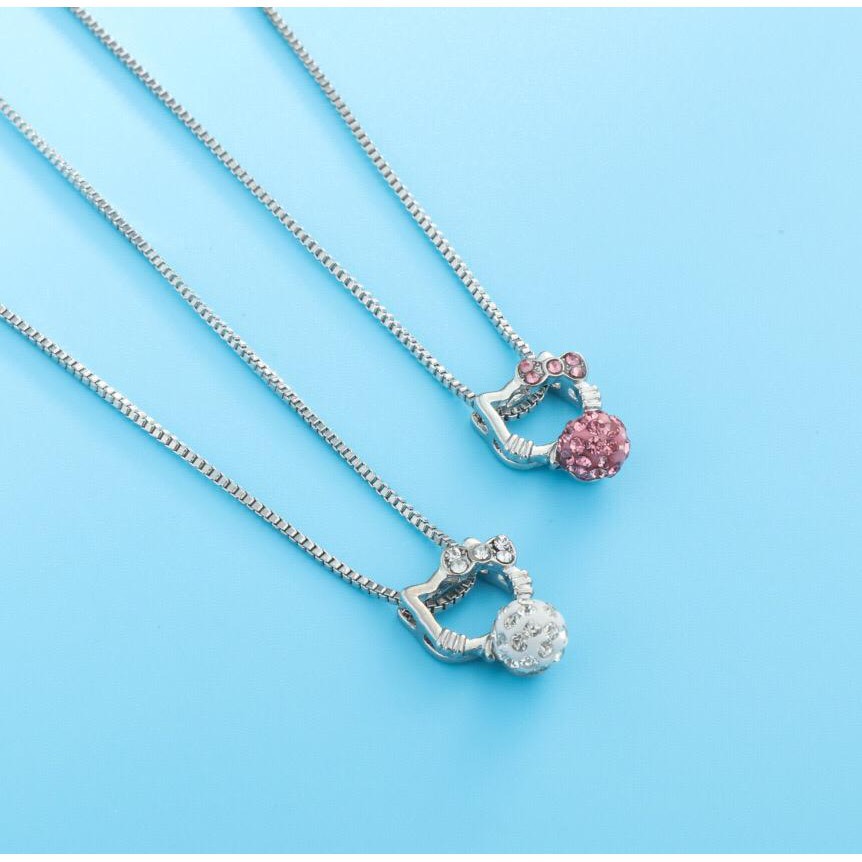 MurmerOfficial A039 Kalung Hello Kitty Stainless Crystal Diamond / Titanium Jewelry / Perhiasan
