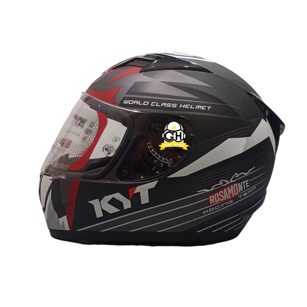 HELM KYT R10 #3 MATT GUNMETAL WHITE R-10 #3 KYT R-10 FLAT VISOR