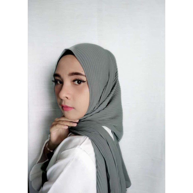 DISKON.! Pashmina FULL PLISKET || Pleated Shawl-Abu