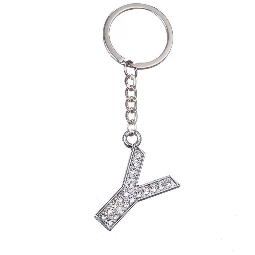 NEEDWAY Needway Huruf Liontin Huruf A-Z Unisex Aksesoris Kristal Berlian Imitasi Gantungan Kunci Initial Capital Key Chain