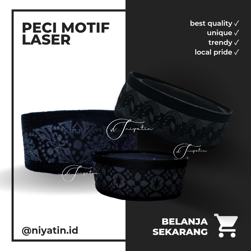 PECI HITAM LASER MOTIF ( SONGKOK KOPYAH KOPIAH PRIA )