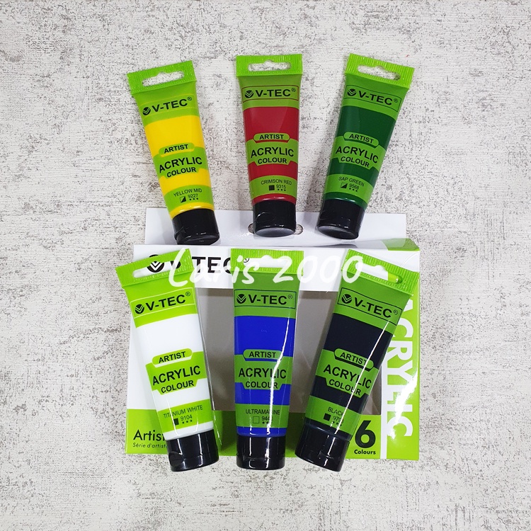 

H7Y Cat Akrilik / Acrylic Paint V-tec 35ml Set 6 pcs warna primer