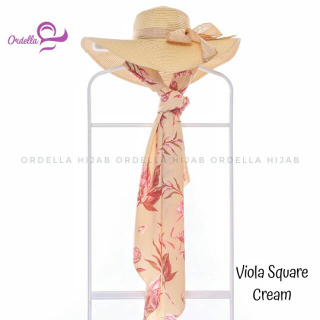 Jilbab uk.150cm motif syari kerudung segi empat wolfis monalisa jumbo bunga cream hijab syari motif