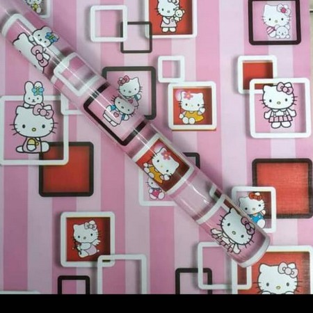 wallpaper roll hellokitty salur 3D kotak pink 45cmx8m