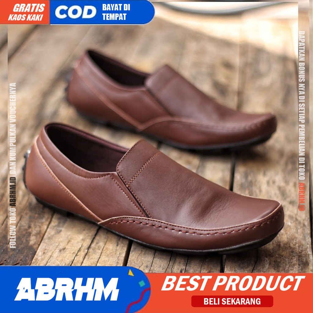 ABRHM x BANI Sepatu Casual Slip On Kulit Asli Kasual Formal Pantofel Pria Kerja Kantor Kondangan Slop Anti Slip Original