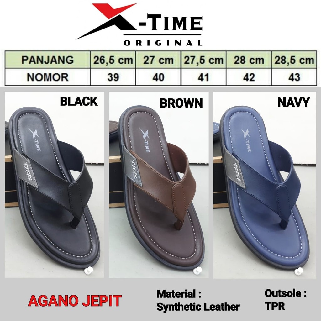 Sendal Pria Kulit Keren Jepit Kualitas Export X-TIME Agano