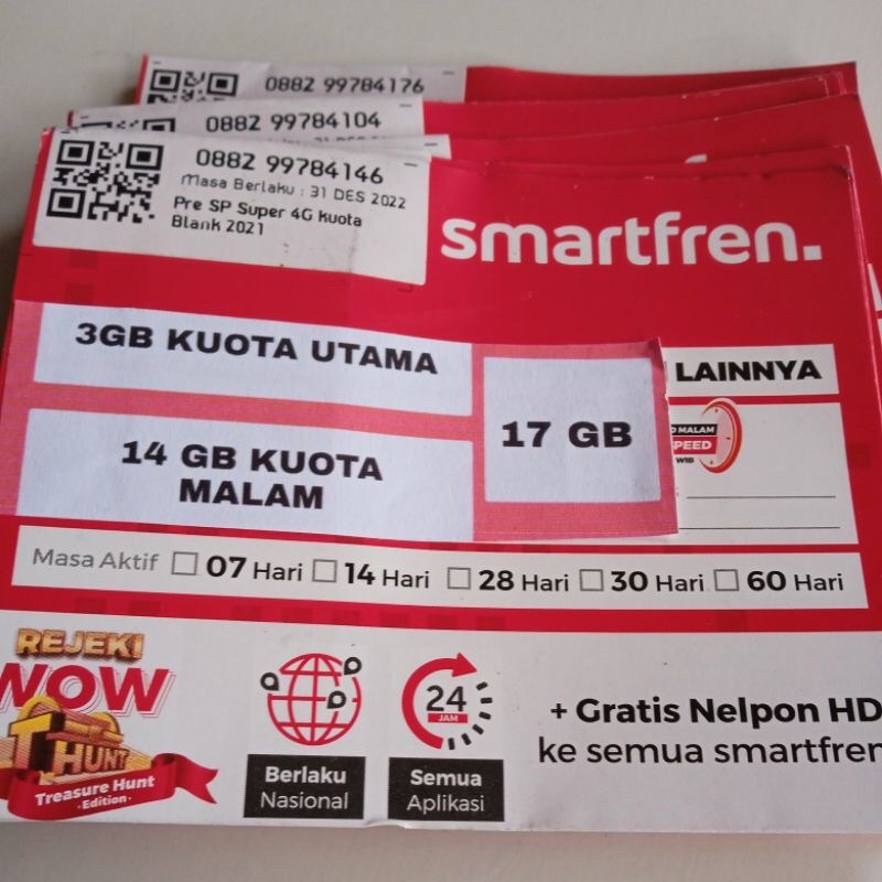 KARTU PERDANA SMARTFREN 17GB (belum regis)