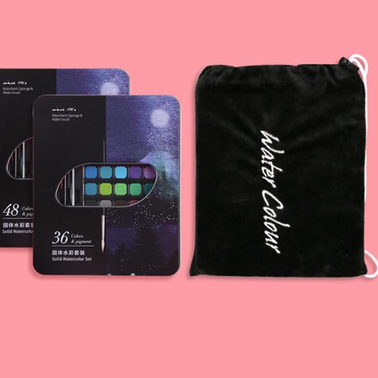 

Langsung Beliii.. Kaikki 36/48Water Color Set - Alat Cat Air Set (Termasuk Kuas dan Kertas Gambara）