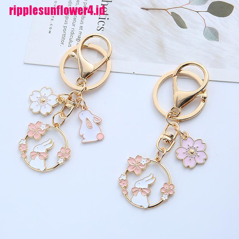 Charms C Kalung Rantai Dengan Liontin Kartun Kelinci / Kucing / Bunga Sakura Untuk Wanita